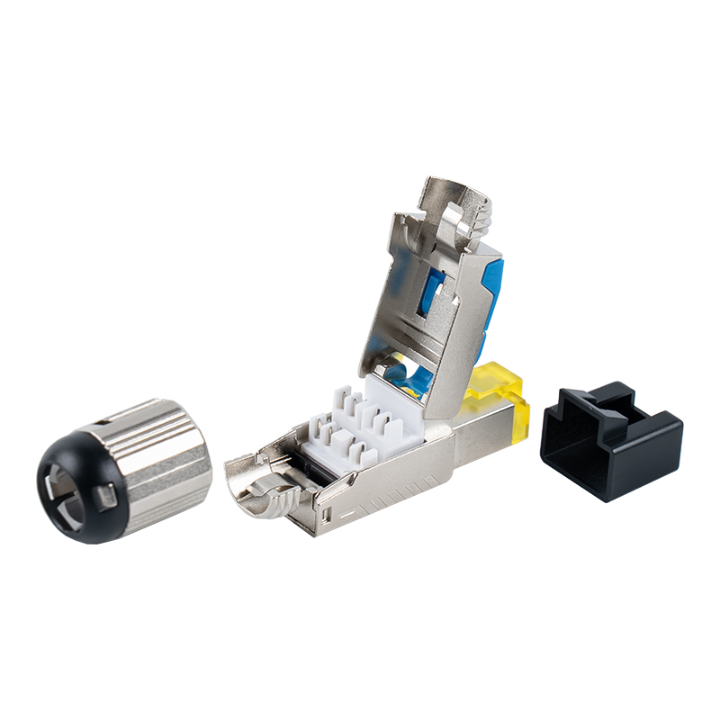 Cat6A skärmad verktygslös RJ45-kontakt (med plastkåpa)RJ-G70S-C6A Cat6A skärmad verktygslös RJ45-kontakt (med plastkåpa)RJ-G70S-C6A
