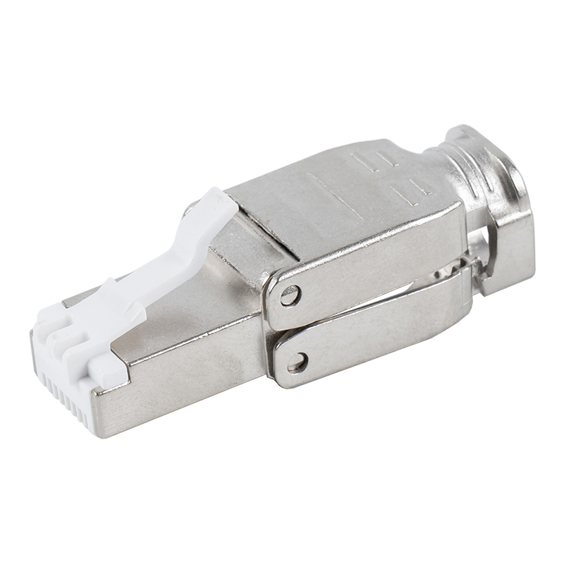 Cat6A skärmad metallspänne Verktygslös RJ45-kontakt RJ-602S-2-C6A