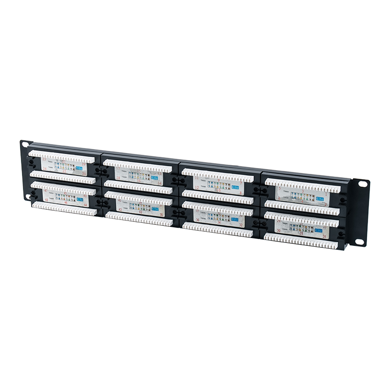 Cat5e 19-tums 2U oskärmad 48-portars patchpanel (IDC med dubbla ändamål; med plastinlägg) SP-3204D48-C5E Cat5e 19-tums 2U oskärmad 48-portars patchpanel (IDC med dubbla ändamål; med plastinlägg) SP-3204D48-C5E