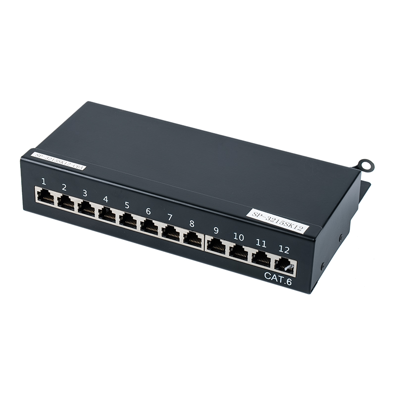 Kategori 6 1U skärmad 12-portars patchpanel SP-3215SK12-C6