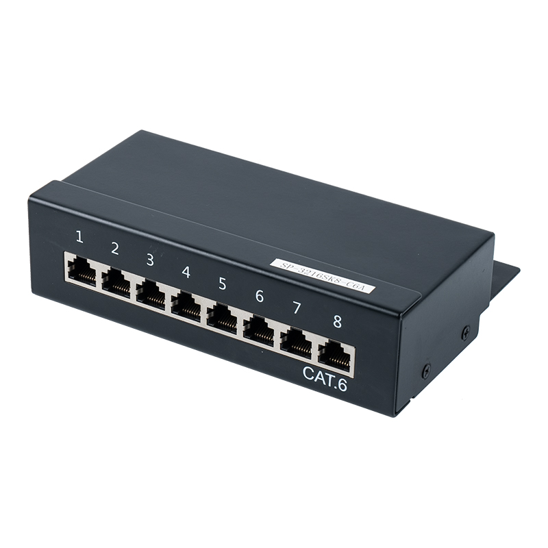 Kategori 6 1U skärmad 8-portars patchpanel SP-3216SK8-C6