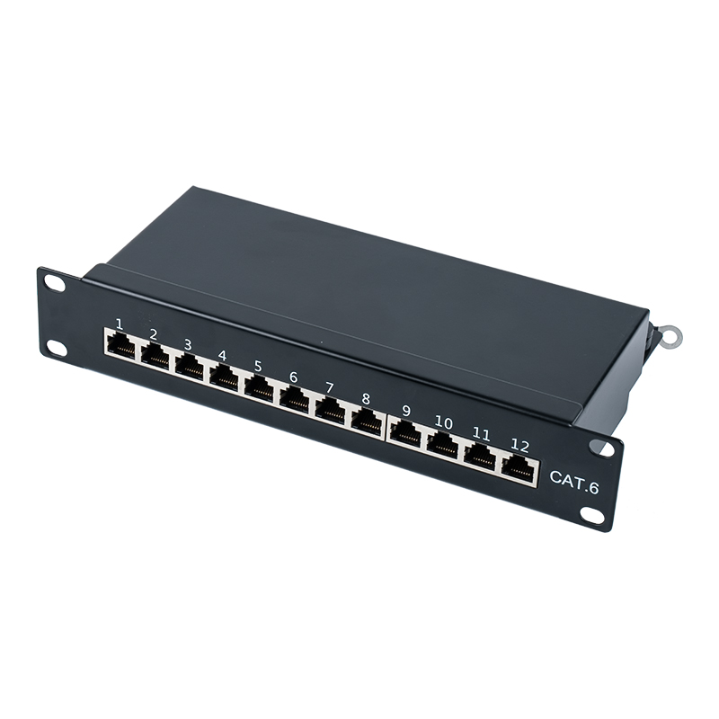 Kategori 6 10-tums 1U skärmad 12-portars patchpanel SP-3250SK12-C6