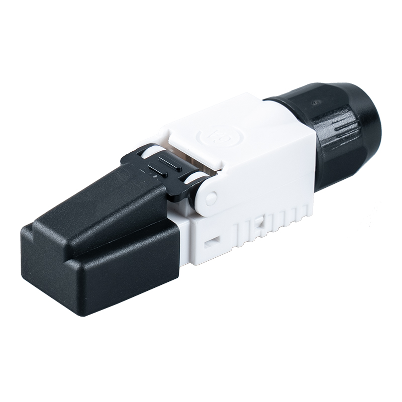 Cat7 oskärmad verktygslös RJ45-kontakt(med plastlock på huvudet ) RJ-G50U-1-C7 Cat7 oskärmad verktygslös RJ45-kontakt(med plastlock på huvudet ) RJ-G50U-1-C7