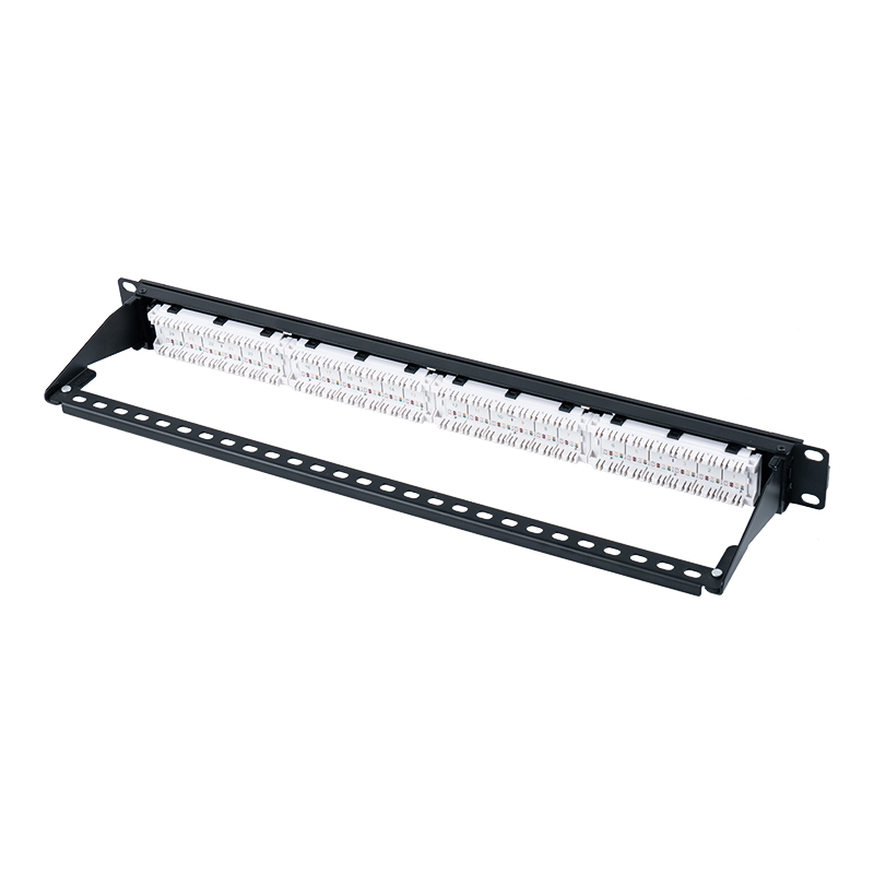 Cat5e 19-tums 1U oskärmad 24-portars patchpanel (flip-top plastfönster) SP-3410D24-C5E Cat5e 19-tums 1U oskärmad 24-portars patchpanel (flip-top plastfönster) SP-3410D24-C5E