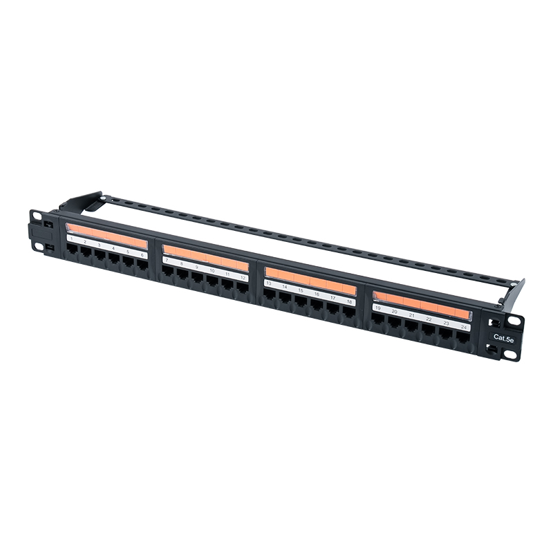 Cat5e 19-tums 1U oskärmad 24-portars patchpanel (flip-top plastfönster) SP-3410D24-C5E